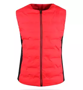 Red Contrast Golfwear Vests Zipup Waistcoats Puffer Warm Winter Stylish Mens Korean Style Outdoor Wellon