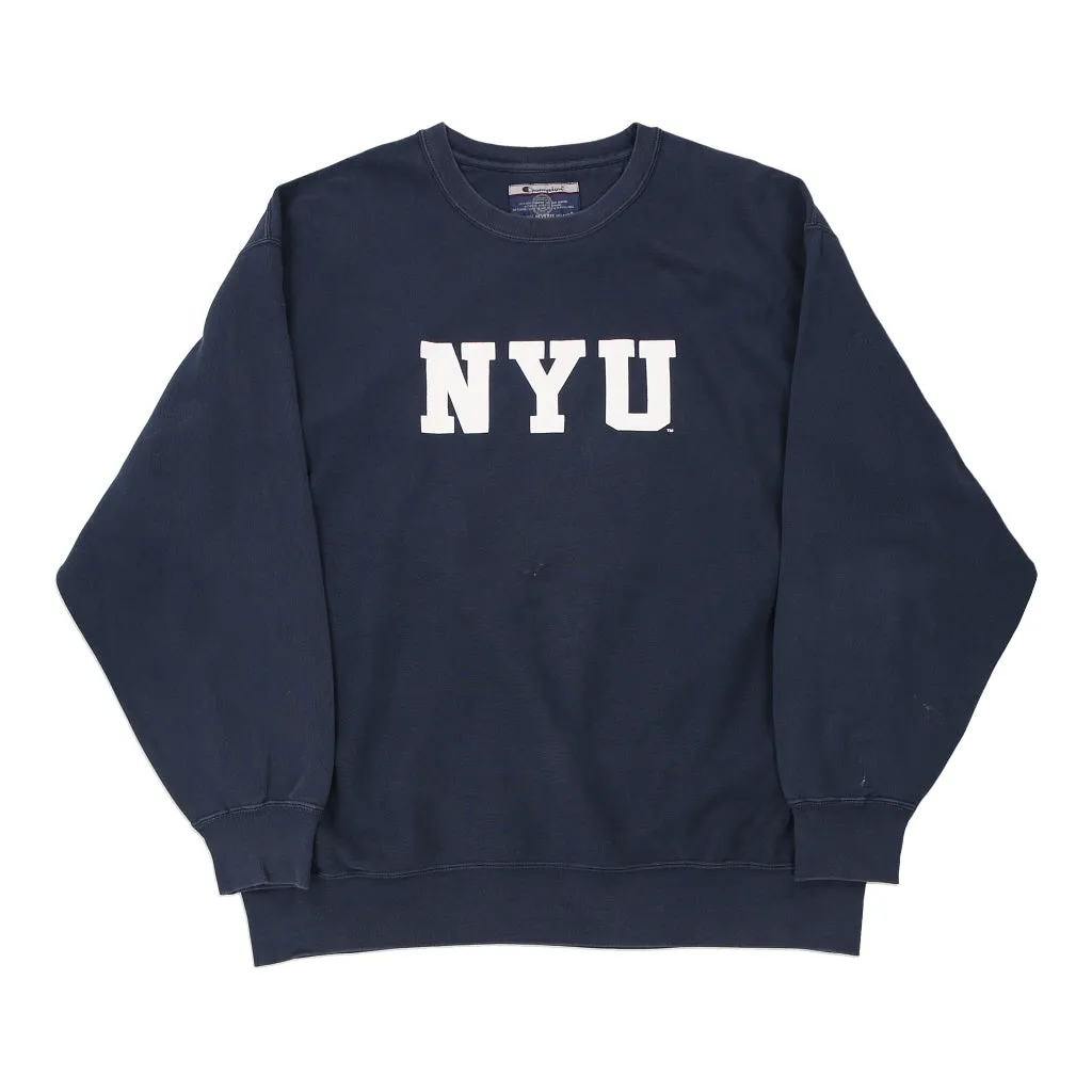 Reverse Weave NYU Champion College Sweatshirt - XL Navy Cotton Blend