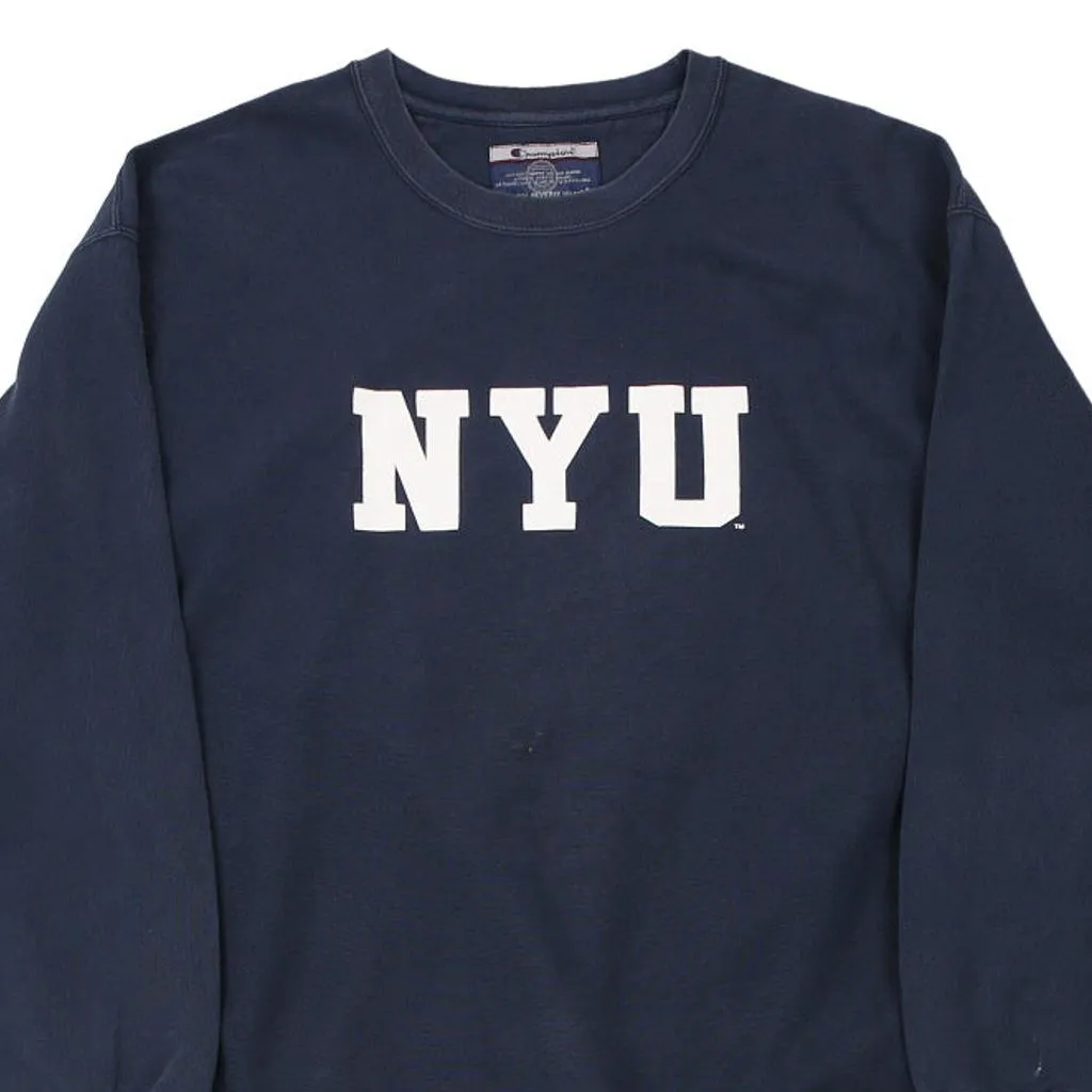 Reverse Weave NYU Champion College Sweatshirt - XL Navy Cotton Blend