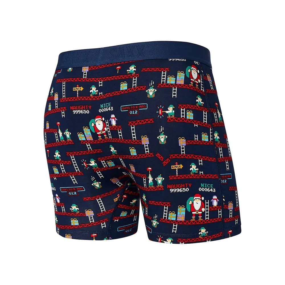 SAXX Underwear Vibe Super Soft Santa's Workshop-Print Slim-Fit Boxer Briefs