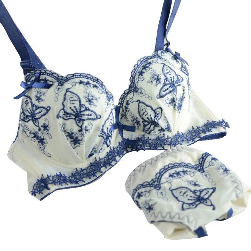 Sexy Women Floral Embroidery Push Up Padded Underwear Bra  Pant Set Brassieres Y46 P18 SM6