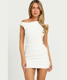 Showpo Vilma Mini Dress - One Shoulder Bodycon Dress in White