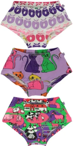 Smfolk Purple Cats 3-Pack Girls' Underwear