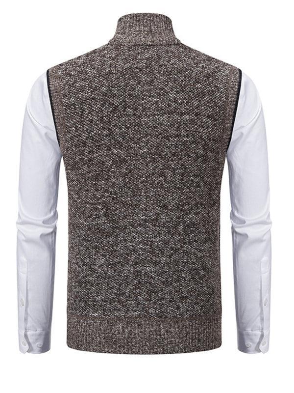 Stand Collar Sleeveless Knitted Men Vests