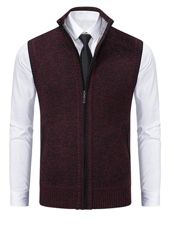 Stand Collar Sleeveless Knitted Men Vests