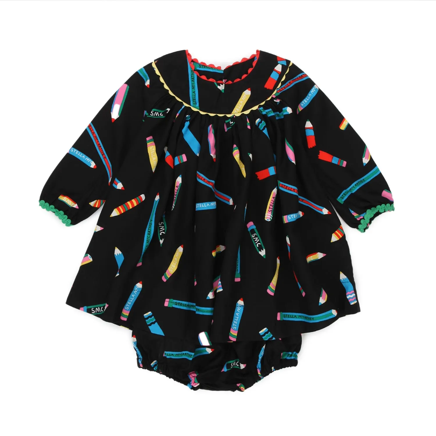 Stella Mccartney Black And Multicolor Baby Girl Mini Dress