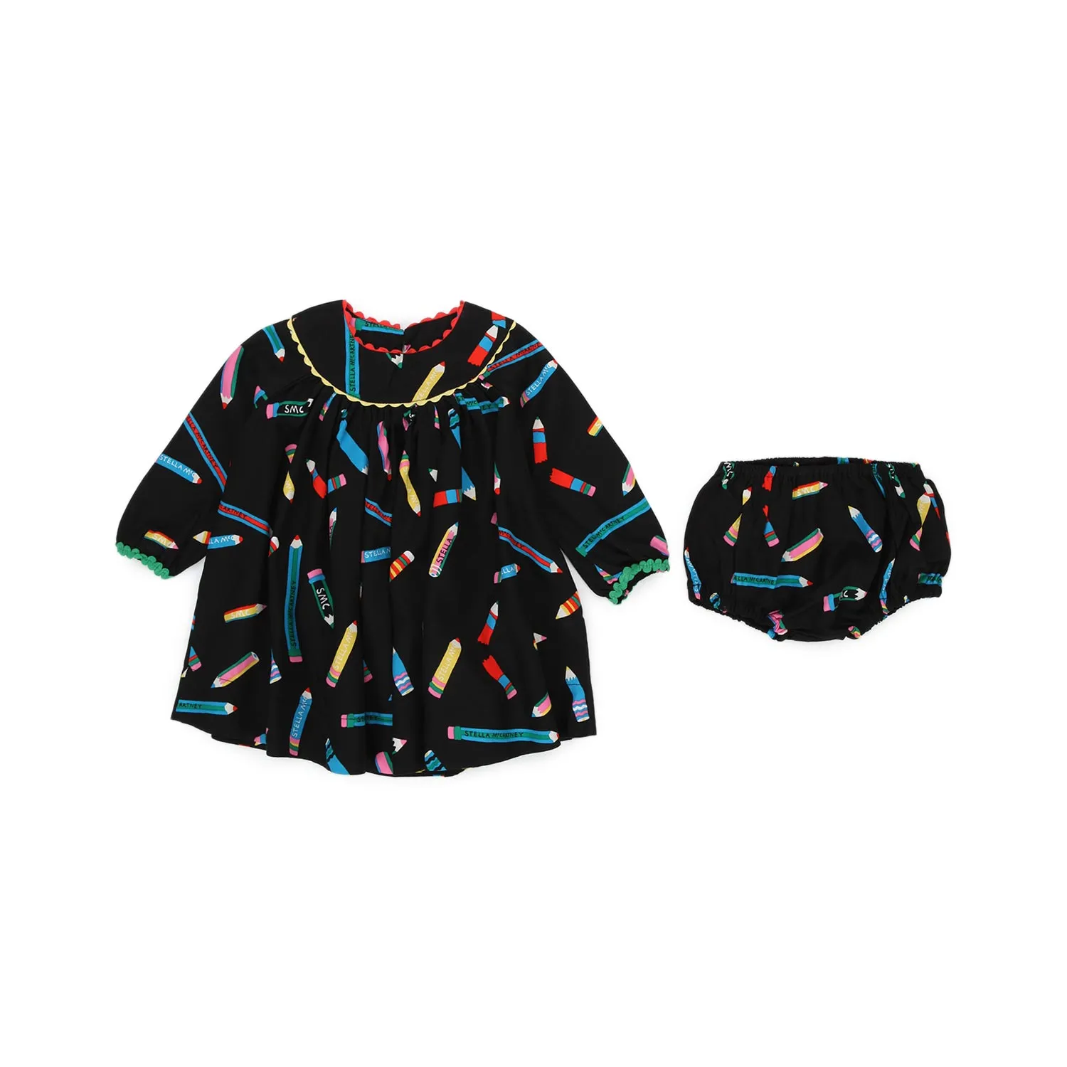 Stella Mccartney Black And Multicolor Baby Girl Mini Dress