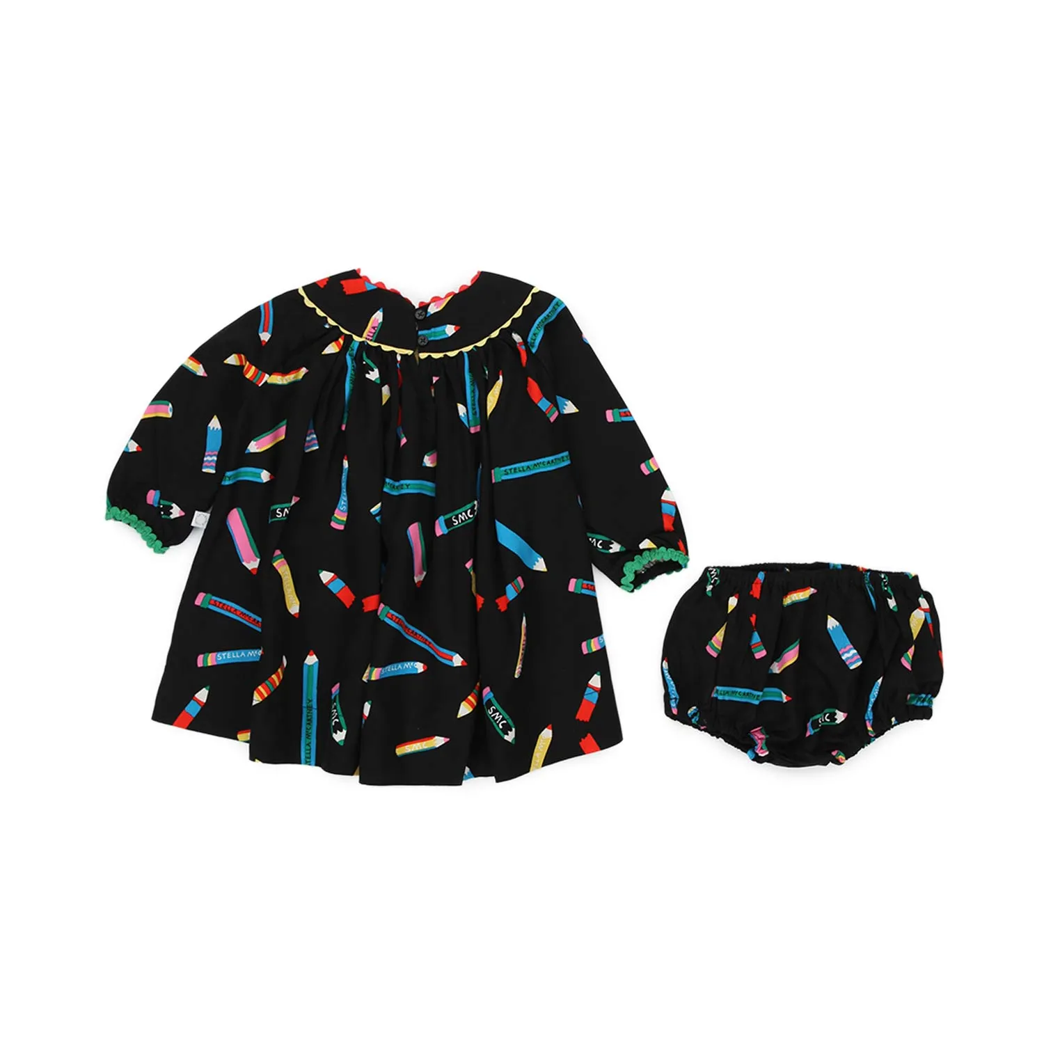 Stella Mccartney Black And Multicolor Baby Girl Mini Dress