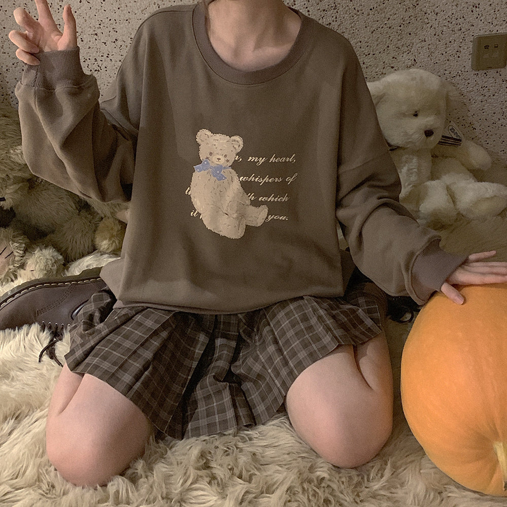 TEDDY BEAR COTTON LOOSE SWEATSHIRT BY290916