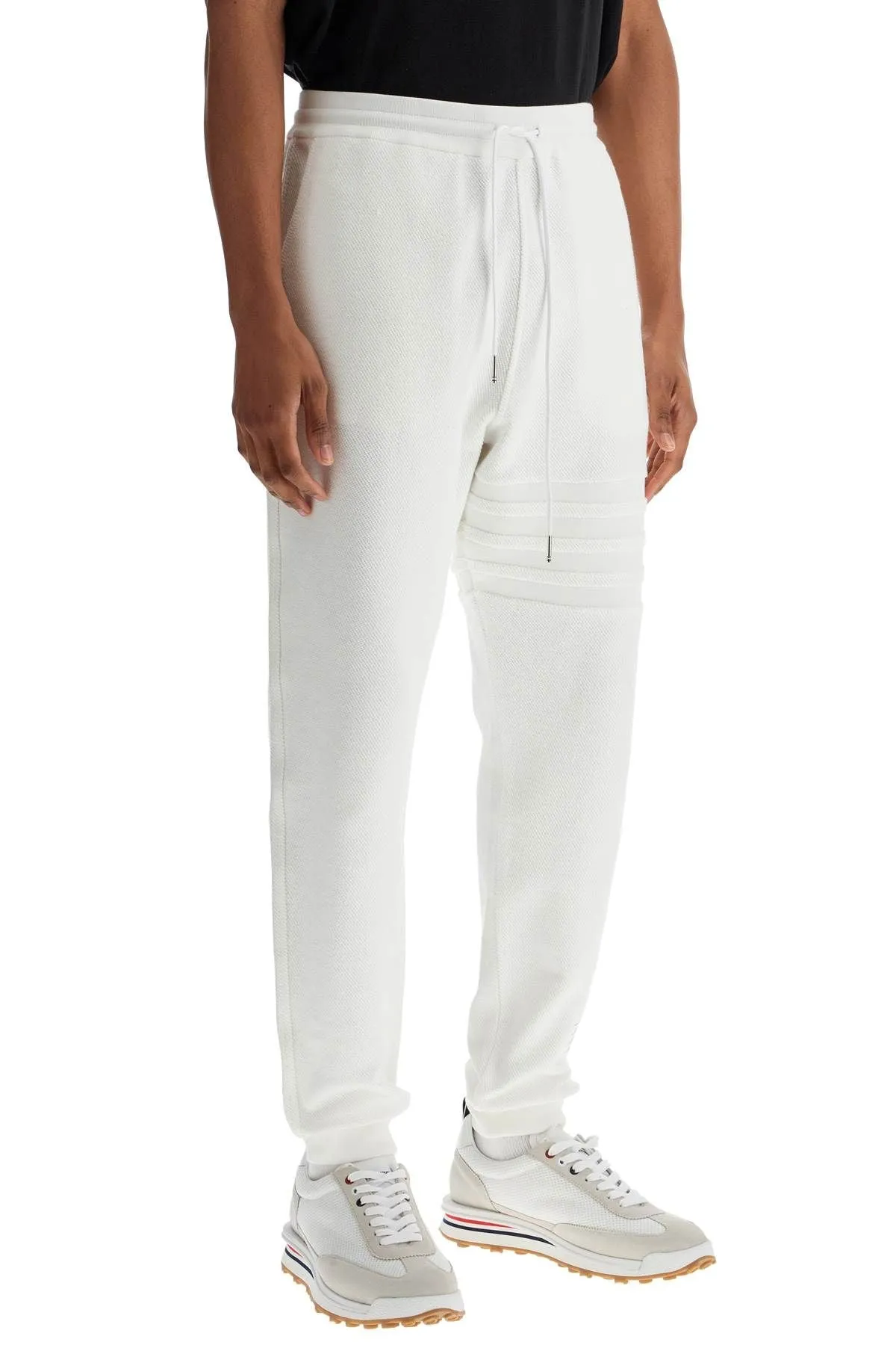 Thom Browne White Cotton Sweatpants With 4 Stripes