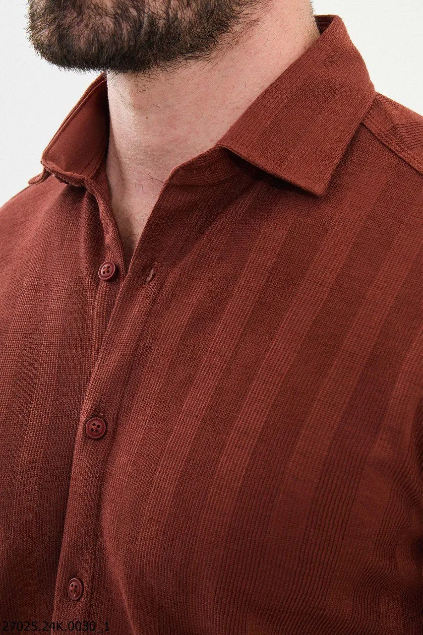 Tile Red Men's Textured Casual Shirt.