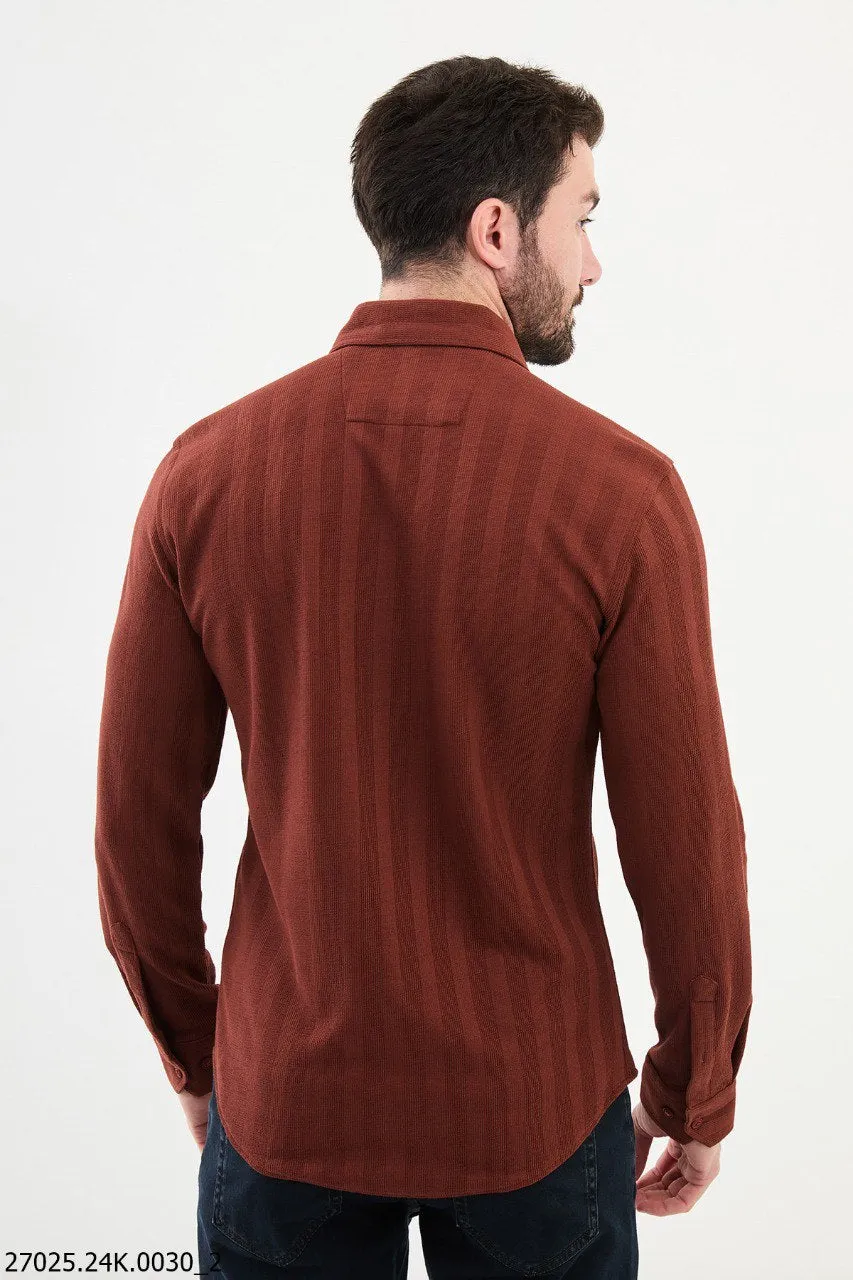 Tile Red Men's Textured Casual Shirt.