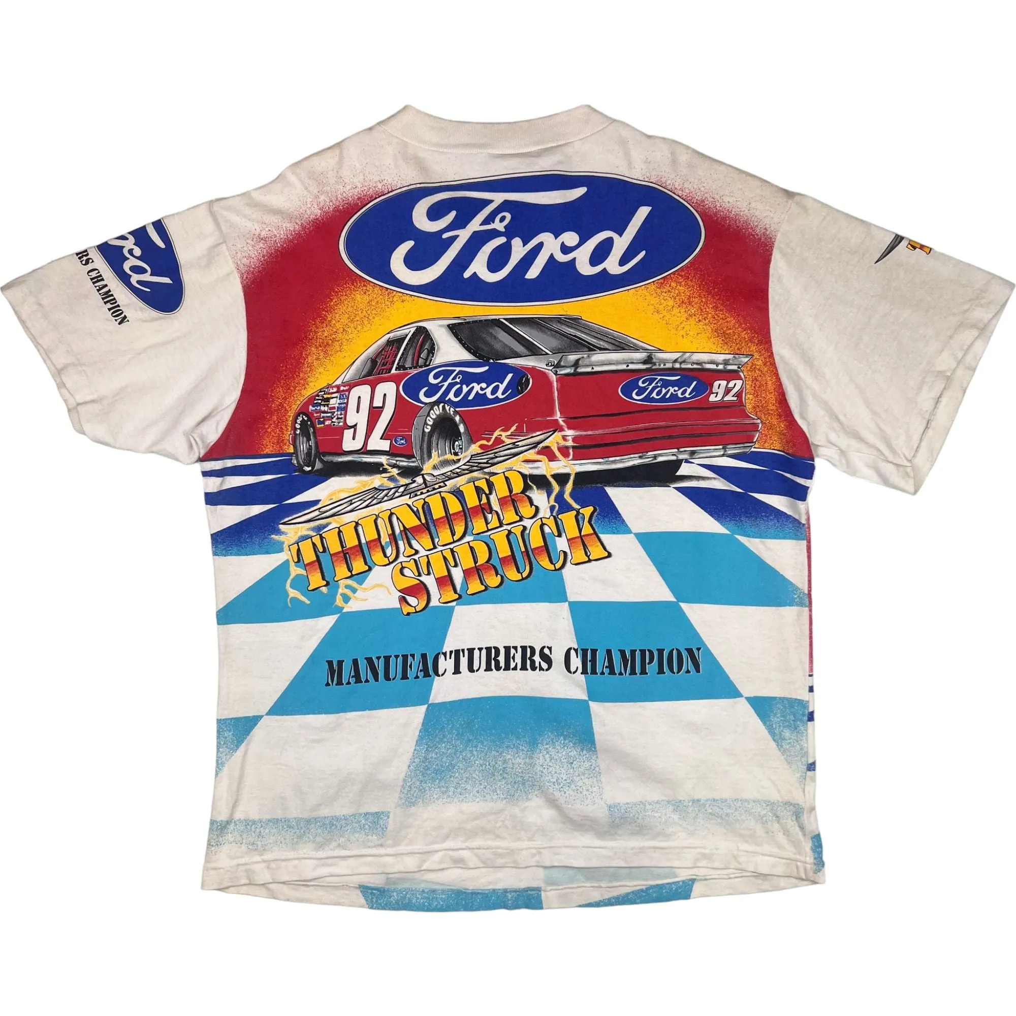 Vintage 1993 Ford Thunderbird NASCAR Manufacturers Champion Graphic T-shirt Rare