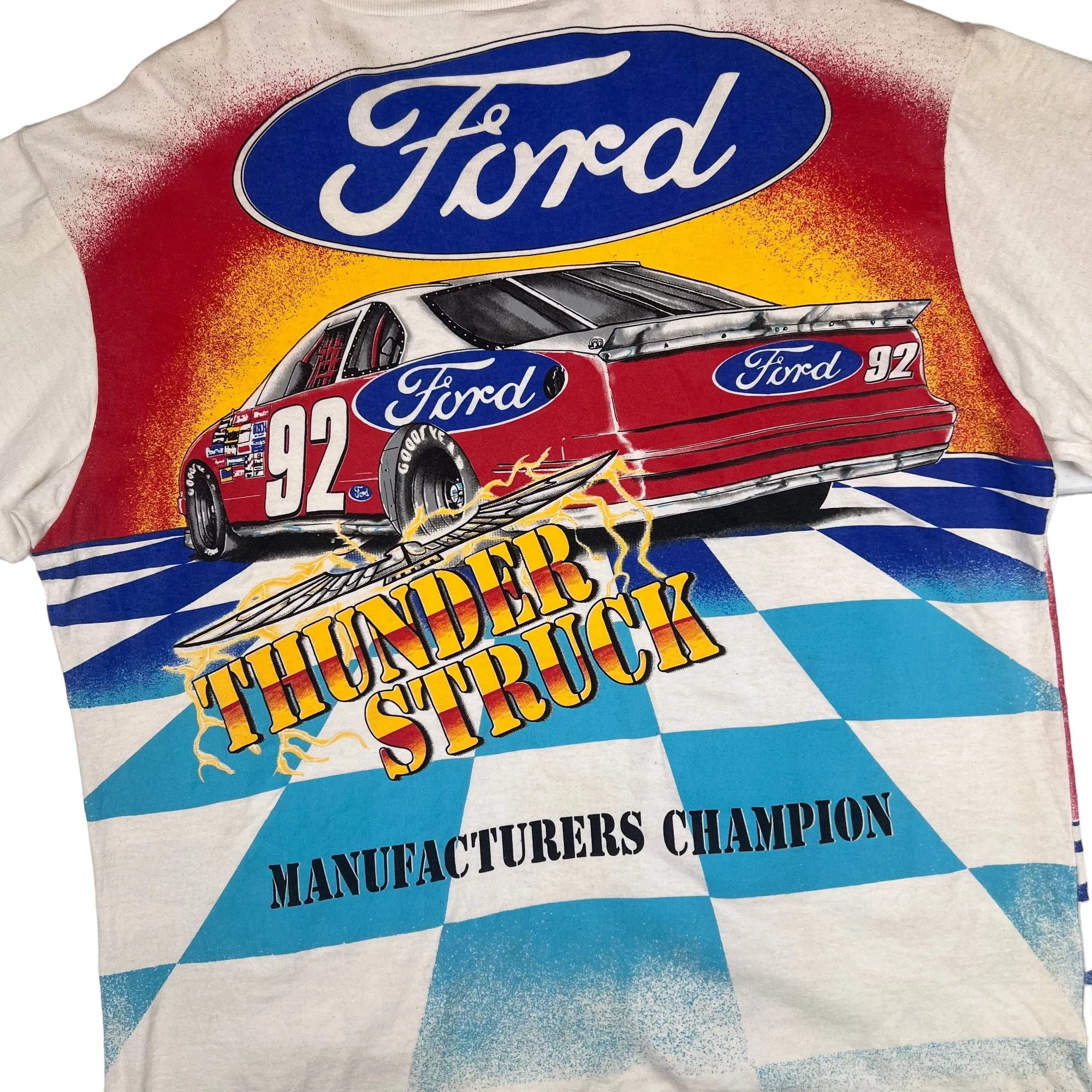 Vintage 1993 Ford Thunderbird NASCAR Manufacturers Champion Graphic T-shirt Rare