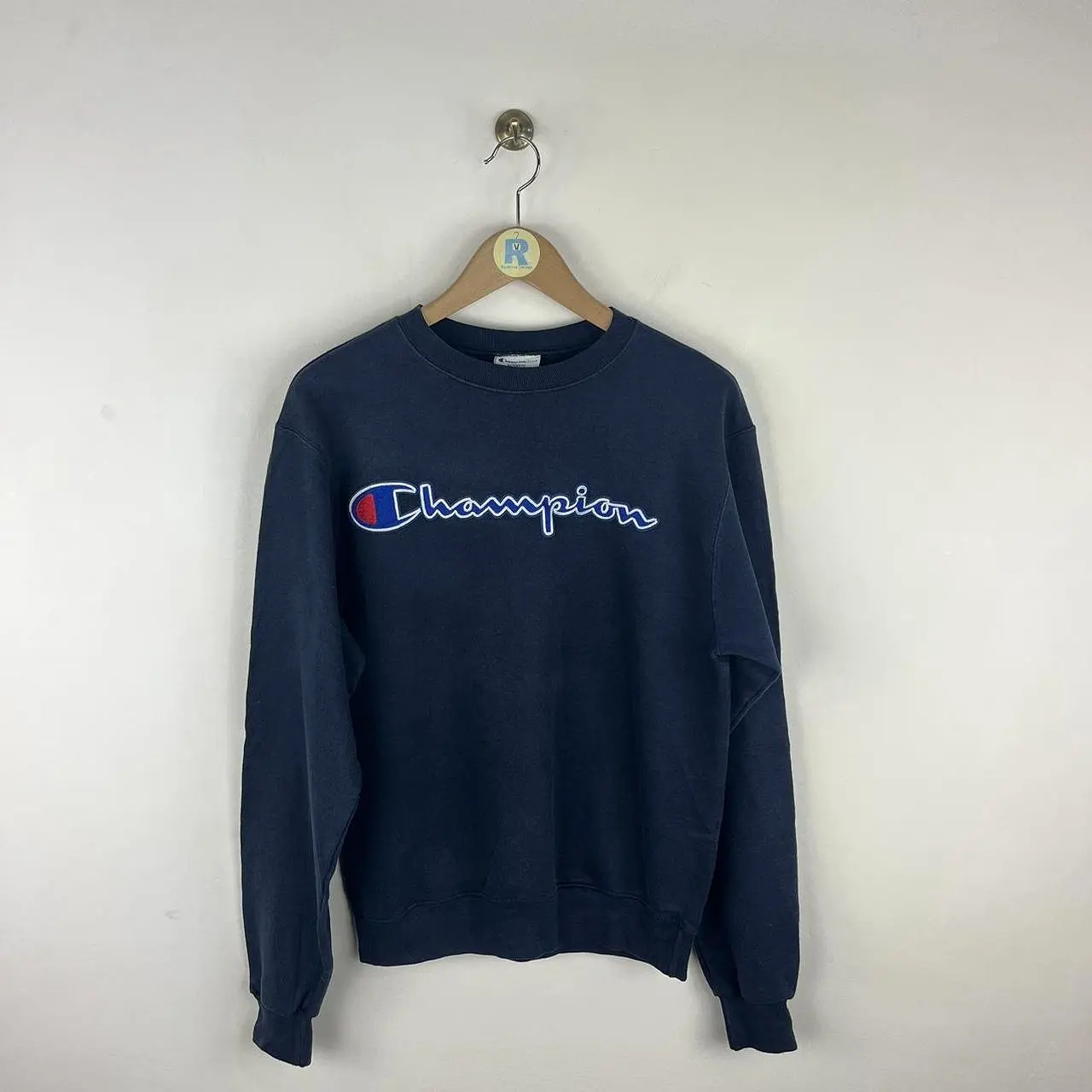 Vintage Champion Sweatshirt Embroidered Spellout (Small/Medium)