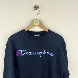 Vintage Champion Sweatshirt Embroidered Spellout (Small/Medium)