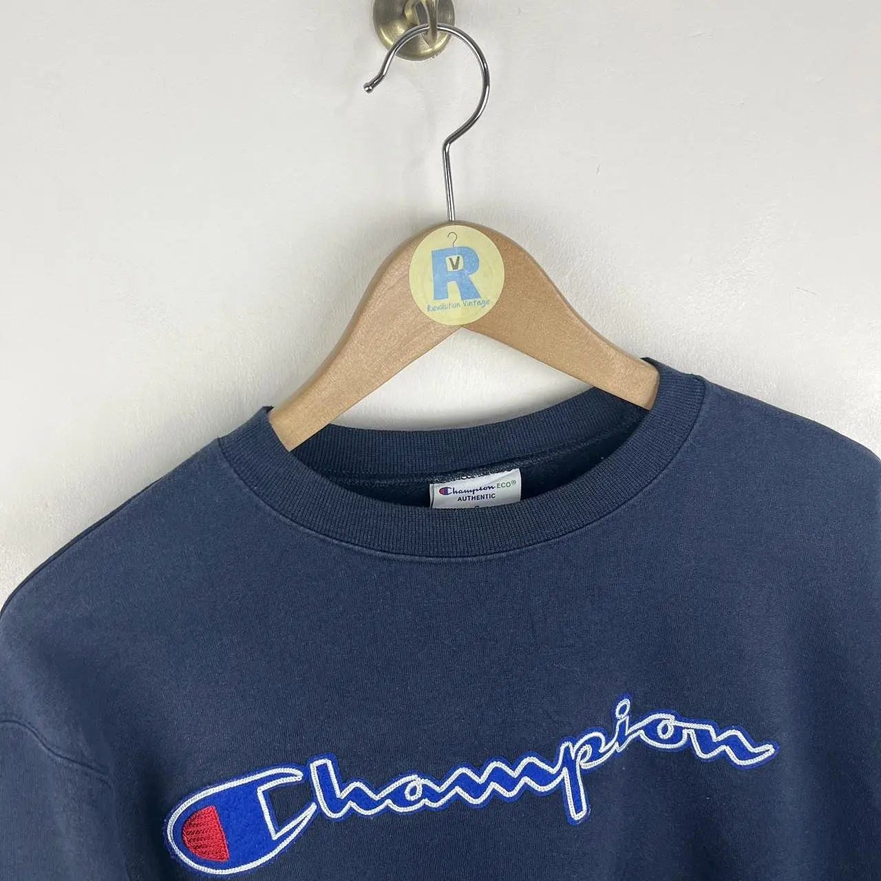 Vintage Champion Sweatshirt Embroidered Spellout (Small/Medium)