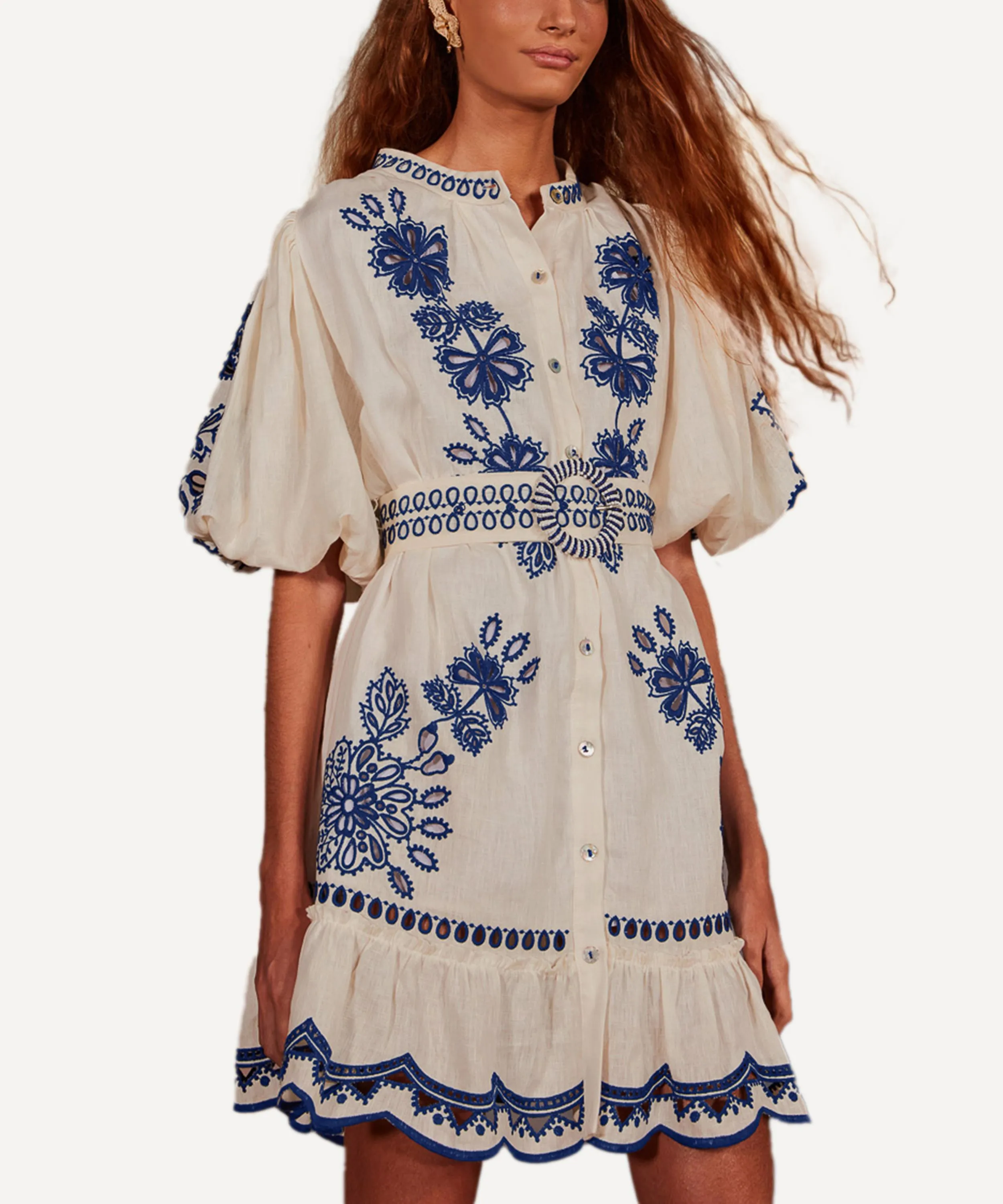 White Palms Richelieu Euroflax Premium Linen Mini Dress