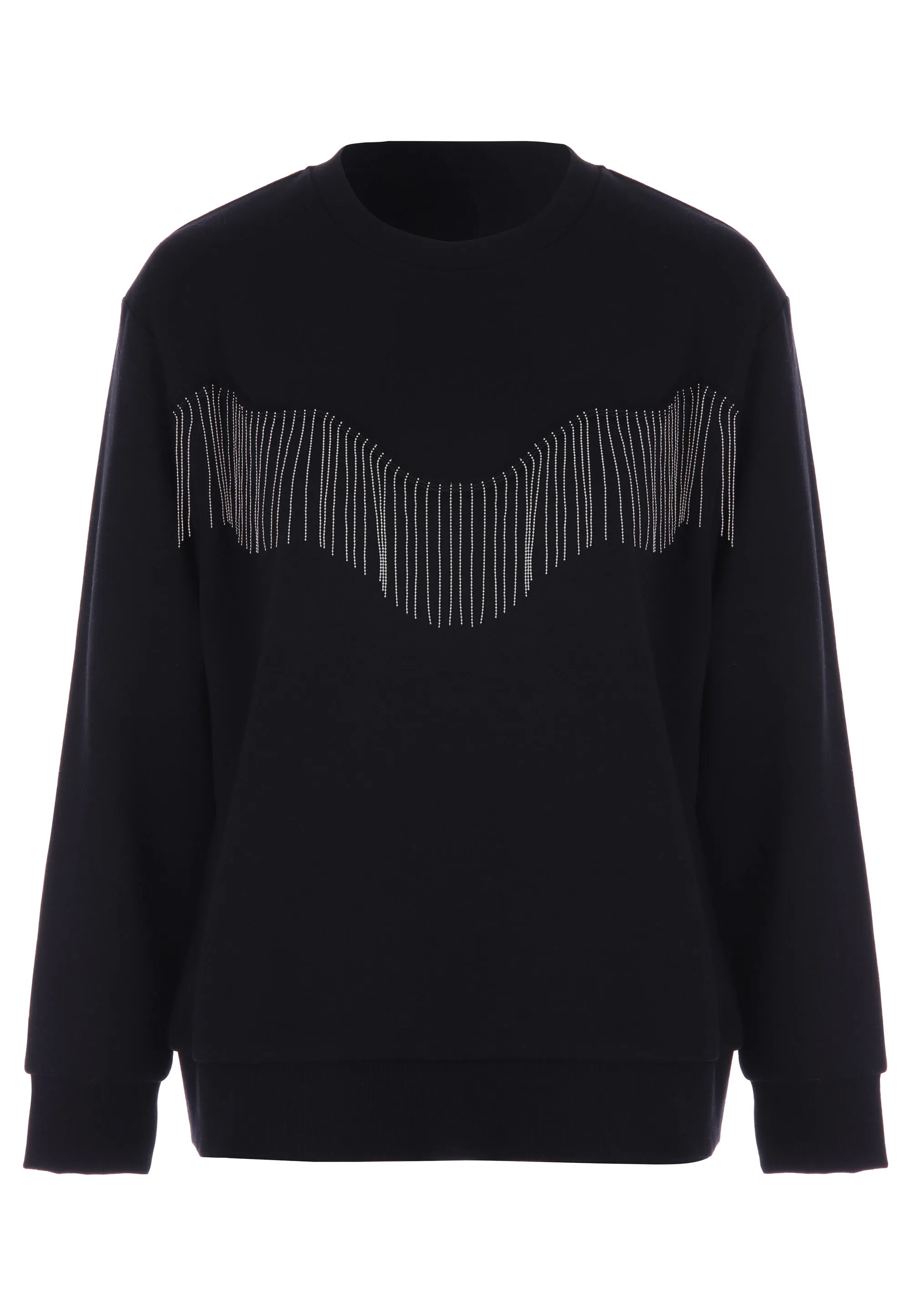 Womens Black Western Trim Sweatshirt