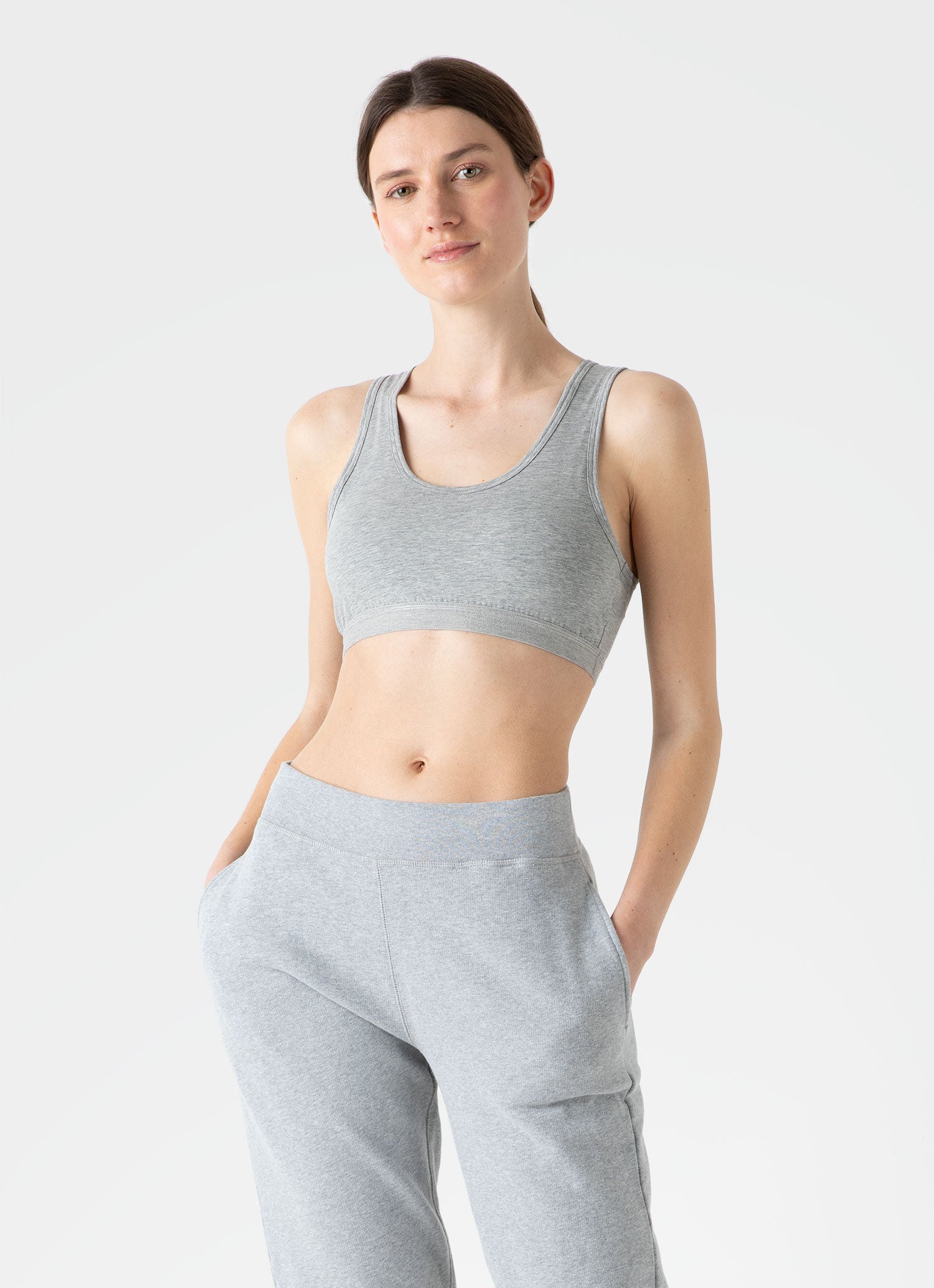 Women's Crop Top in Grey Melange