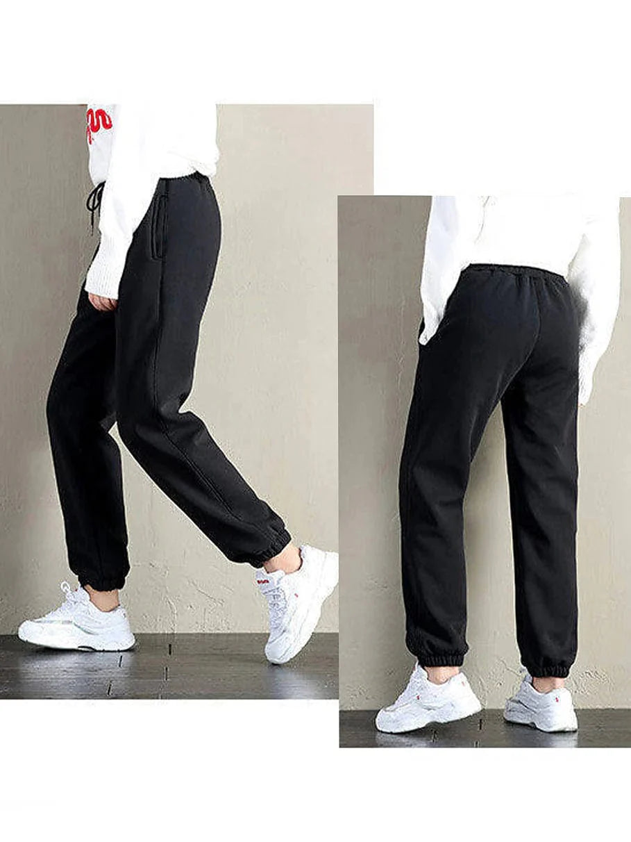 Women's Micro-Elastic High Waist Fleece Sweatpants Joggers for Fall and Winter