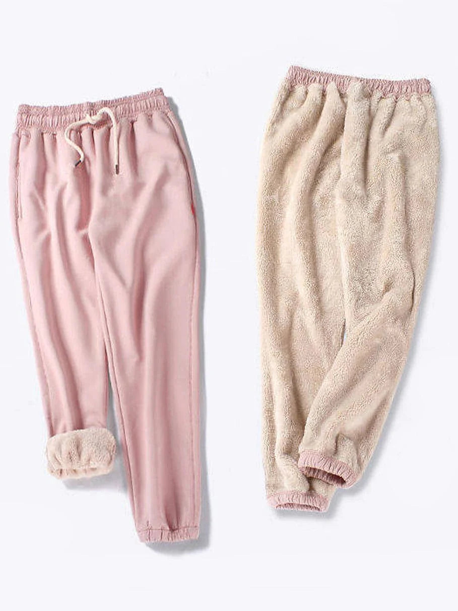 Women's Micro-Elastic High Waist Fleece Sweatpants Joggers for Fall and Winter