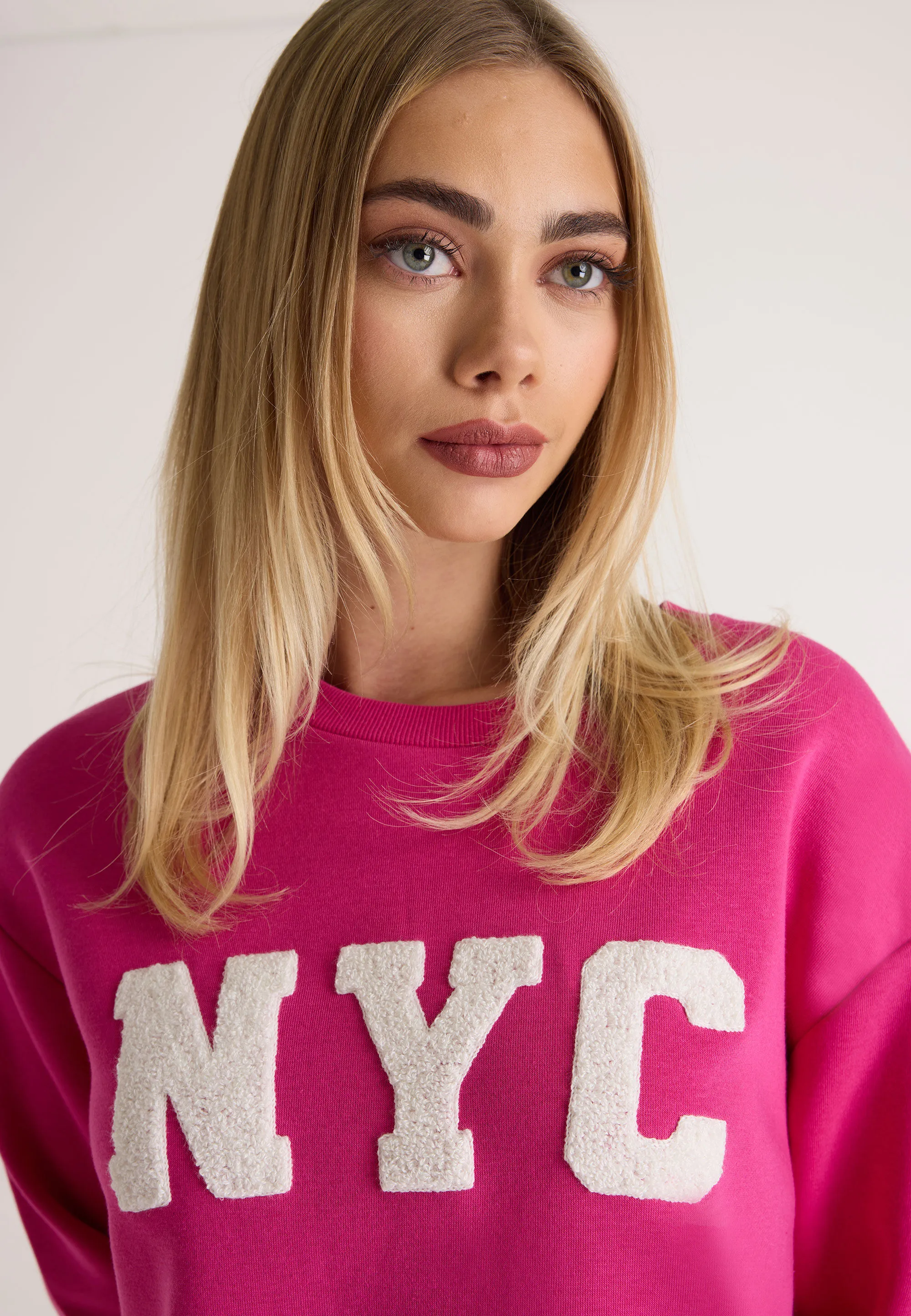 Womens Pink NYC Slogan Sweatshirt