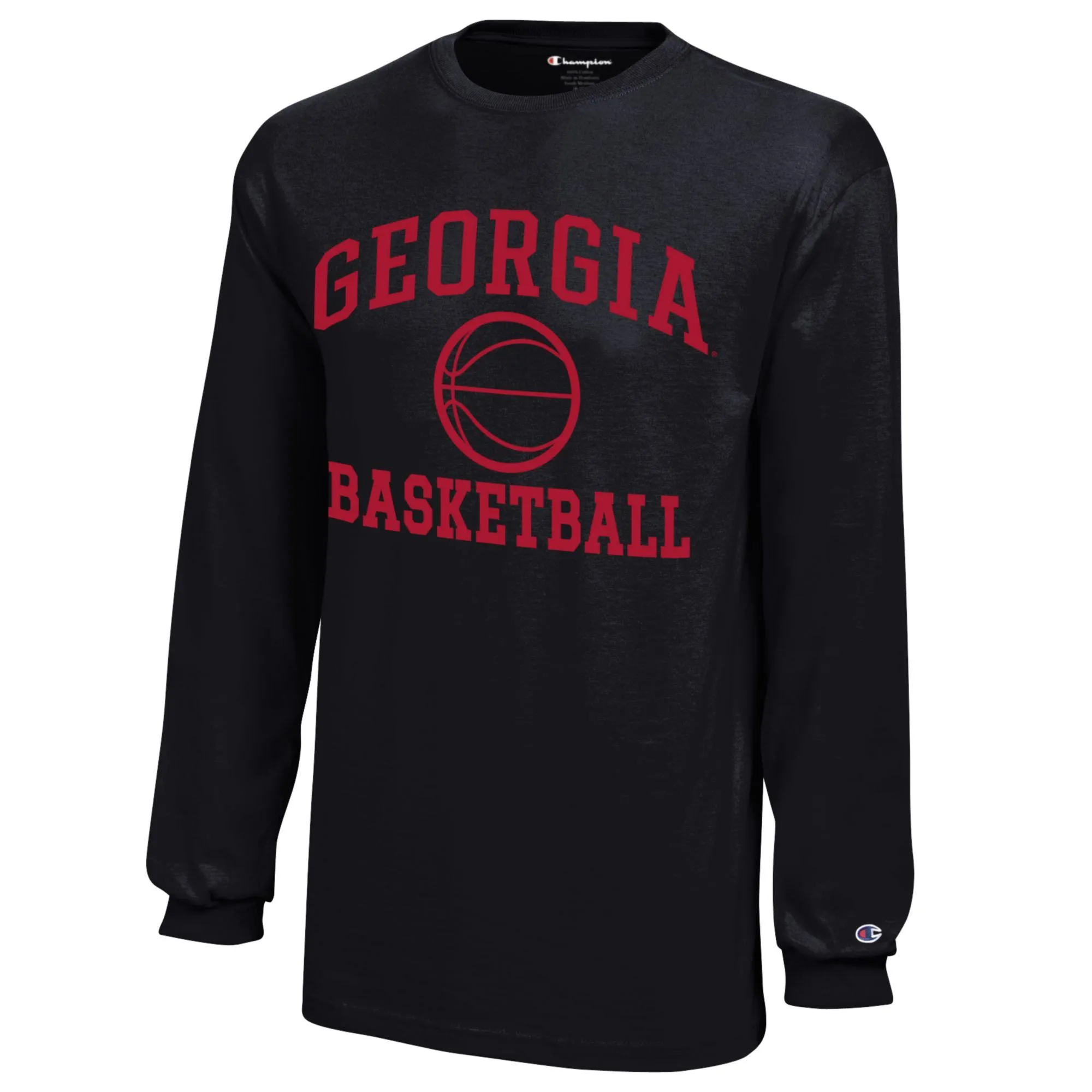 Youth Champion  Black Georgia Bulldogs Icon Logo Long Sleeve Basketball T-Shirt